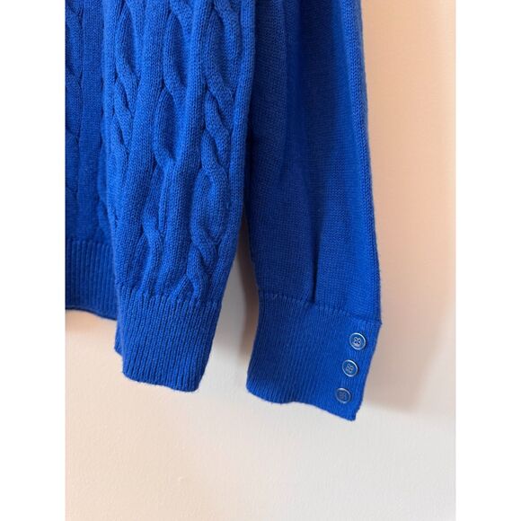 Talbots Women Petites Blue Cable Knit Crew Neck Sweater 2Xp - Picture 5 of 6